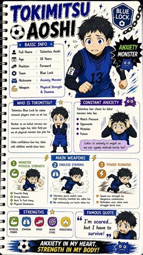 Tokimitsu Aoshi #anime #notes #animeshorts #bluelock #manga #soccer #bluelock