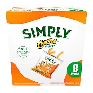 Frito-Lay Simply Cheetos White Cheddar Puffs, 8 Count (Pack of 1)