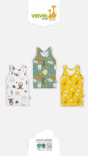 Mau singletan tapi bukan pakai daleman? Bisaa.... Velvet Junior Printed Singlet, singlet seru dan nyaman dengan warna-warni ceria dan motif karakter lucu. Hadir bersama bahan singlet premium cotton rib yang ringan, breathable dan menyerap keringat, membuat aktivitas si Kecil di rumah jadi semakin seru, nyaman dan menyenangkan🥰✨ ____ Hadir dengan pilihan ukuran: S, M, L, LB, 2, dan 3 untuk anak usia 3 bulan - 4 tahun Dapatkan koleksinya di baby & kids shop kesayangan Bunda atau Velvet Junior Off
