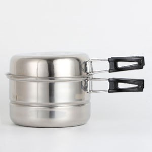 [Hot Item] Outdoor Camping Cooker Mess Kit Pots and Pans Non-Stick Cookware Stainless Steel Camping Pot Set