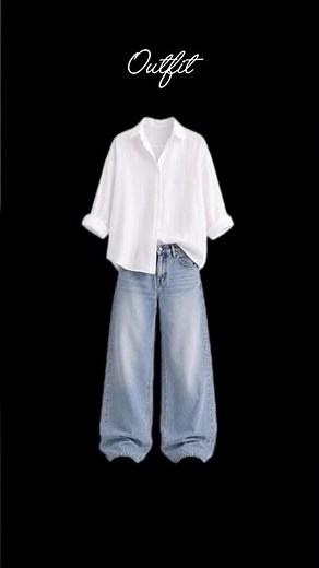✨ White Oversized Shirt with Baggy Jeans Outfit Ideas 🤍 | Casual Chic Fashion #Shorts