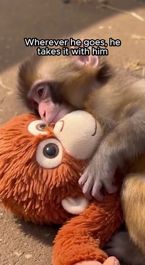 Heartwarming Moments of Baby Macaque Clinging to Toy