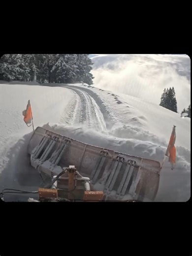 Pov: This is your job after 1m of fresh snow ❄️#winterwork #satisfying #snowplowing #asmr #unimog #pov