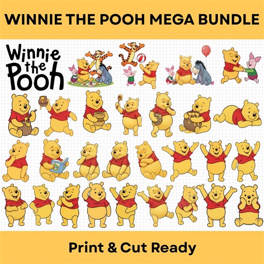 30 Winnie the Pooh Mega SVG PNG Bundle, Pooh Bear Clipart, Cartoon Characters Svg Png Dxf Eps, Cricut Silhouette Cut Files - Etsy Australia