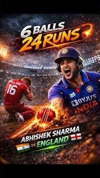 6 Balls 🔥 24 Runs | Abhishek Sharma vs England 😳 | EXPLOSIVE FINISH #cricket #shorts #shortsfeed