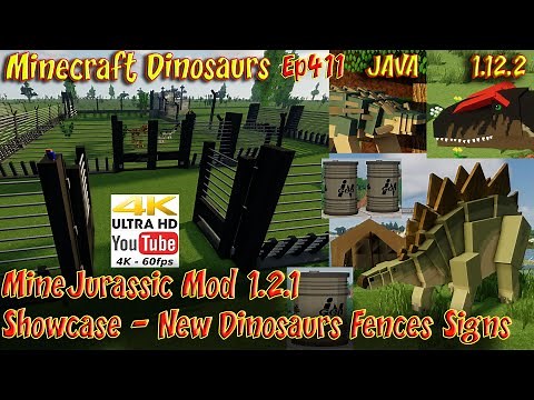 MineJurassic Mod 1.2.1 New Update Fences Tent Barrel Minecraft JAVA 1.12.2 Dinosaurs HD 60FPS Ep411