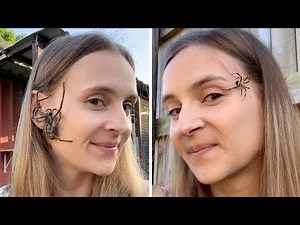 Woman Lets Spiders Crawl On Face