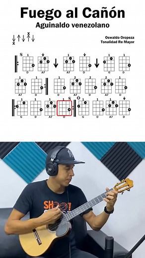 Fuego al Cañón Aguinaldo venezolano de Oswaldo Oropeza Tonalidad Re Mayor Éste es otro de los temas íconos que escuchamos en el repertorio navideño de nuestro pais Venezuela. En ésta versión que hice para estudiar en tonalidad de Re Mayor, practicamos un efecto divertido en el cuatro, que es el mutear las cuerdas, para hacer la simulación del sonido del tambor. Gracias a todos por sus mensajes de apoyo, seguimos haciendo música. Arriba el cuatro | Alis Cruces
