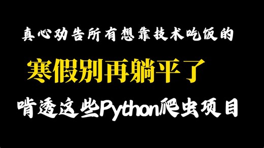 真心劝告所有想靠技术吃饭的，寒假千万别躺平，啃透这十二个Python爬虫项目
