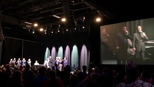 ‪We got a head start on Sunday morning! The Elvis Gospel Homecoming show was a powerful one and featured wonderful performances and stories by former members of J.D. Sumner and The Stamps Quartet featuring Ed Hill and Larry Strickland; Terry Blackwood and The Imperials and the Blackwood Brothers Quartet. At the end, the groups joined host Andy Childs at the piano for an old-fashioned gospel singalong, Elvis style.‬ | Elvis Presley's Graceland