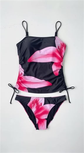 Women's Two-Piece Tankini Swimsuit Set, Sexy Backless Triangle Beachwear, New Arrival European Style Swimwear for Vacation #fullcoverageswimsuit #loungewearsets #flatteringswimwear #highwaistedbikini #swimcoverup #backlessactivewear #plussizebeachwear #onepieceswimdress #slimmingswimwear #targetswimsuits