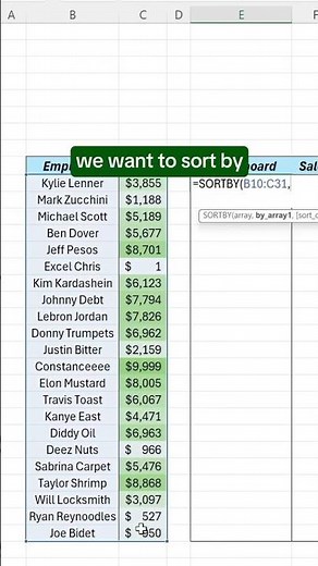 👉 how to sort data in Excel using the Sortby function