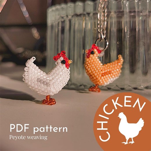 Pendant Chicken: Beaded Jewelry. Beaded Chicken. Seed Bead. Beading Pattern for TOHO Beads (peyote Weave). Instant Download - Etsy