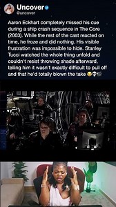 Aaron Eckhart completely missed his cue during a ship crash sequence in