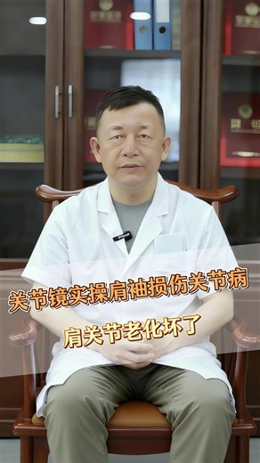 关节镜实操肩袖损伤关节病 肩关节老化坏了