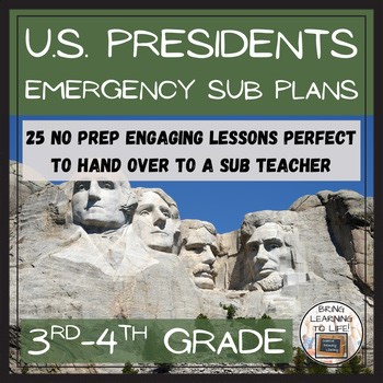 Emergency Sub Plans: American Presidents Bundle | 3rd–4th Grade