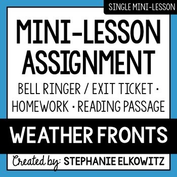 Weather Fronts Mini Lesson Activities | Sub Plans