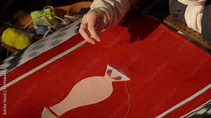 Embroidery pictures in the Middle Ages in the clothes of that period