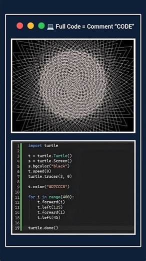 Python Turtle Spiral Art 🌀 | Mesmerizing Geometric Pattern