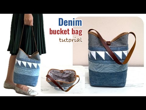 how to sew denim bucket bag from scrap old jeans,denim hobo bag patterns, sewing bucket bag tutorial
