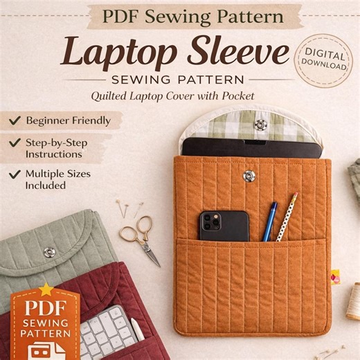 Quilted Laptop Sleeve Sewing Pattern PDF | Zippered Laptop Case | Easy Laptop Bag Pattern | Laptop Bag Pattern | 13 14 16 Inch - Etsy Australia