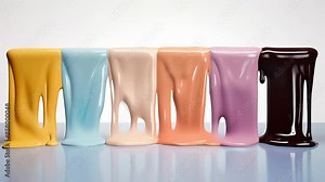 A vibrant image featuring multiple colors of paint dripping in a rainbow arrangement, creating a visually striking and abstract art piece.