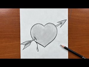رسم سهل وتعبيري / كيفية رسم شكل قلب خطوة بخطوة