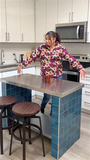 DIY tiled kitchen island | bold tile & stainless steel