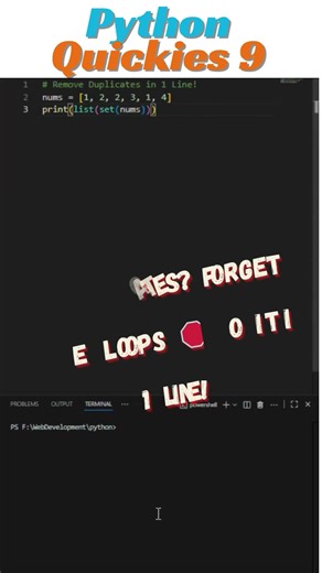Remove Duplicates in 1 Line! 🧹| PyQuickies #9