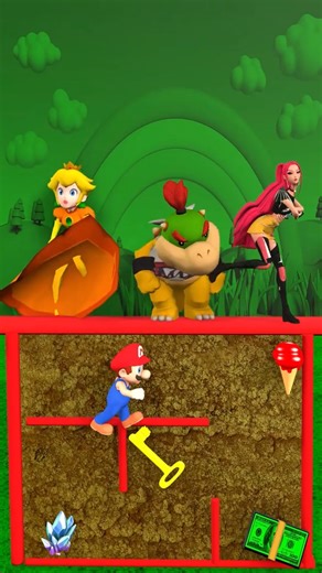 Maze Adventure with Mira,Mario, Saja Boys #animation #challenge #huntrix #sajaboys #mario