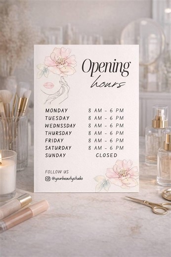 Minimalist Business Hours Sign Template | Canva Opening Hours (A4, US Letter, A5, 5x7) - Etsy