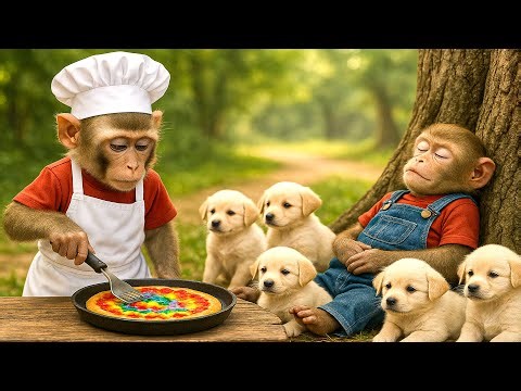 Very touching moment when baby monkey YiYi cries and YinYin makes cake for her