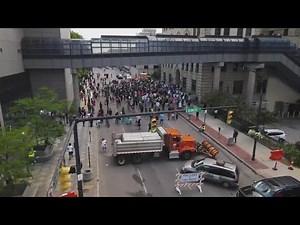 Jayland Walker latest: Ariel footage of demonstrators in Downtown Akron