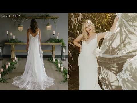 "Beach Wedding Gown with Detachable Train"