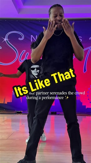 How to serenade a crowd 😂 🏆Pro Demo 💃🏾Tren Veal 🕺Markus Smith 🎶 Like That by Yung Franco, Pell and Jafunk 📍NYSF in London #dance #dancelife #fyp #westcoastswing #improv