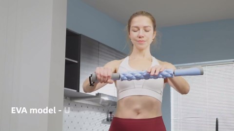 Muscle Roller Stick for Athletes - Deep Tissue Fascia Blaster & Roller Massager for Myofascial Pain Relief - Handheld Physical Therapy & Recovery Tool​(Purple White-18 inch)