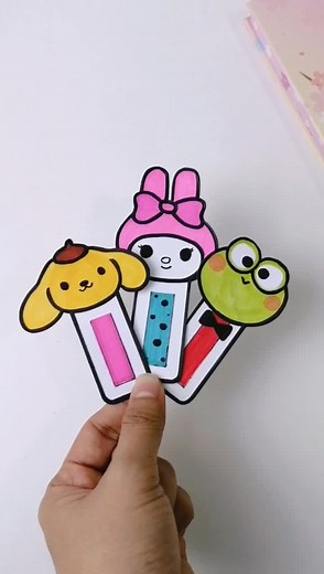DIY paper bookmark - fun crafts for kids #shorts #paper #papercraft #sanrio #kawaii