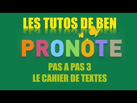 Pronote pas à pas 3 Le cahier de textes