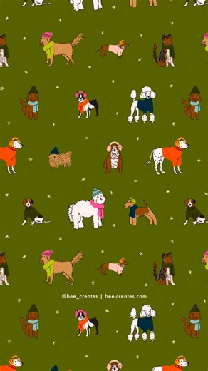 Bella Boss | Bee Creates on Instagram: "What did you name your little pup?? Christmas - festive illustration - surface design - art licensing - happy holidays - merry Christmas - colorful art - procreate animation - frame by frame animation - rotoscoping - wintertime - dog - puppy"