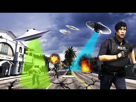 GTA5 外星人入侵洛圣都 LOS SANTOS UFO ALIEN INVASION (OMG 😱) GTA5 MODS