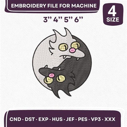 Snowball I and II, Yin Yang, Cat Design - Machine Embroidery Design - Etsy