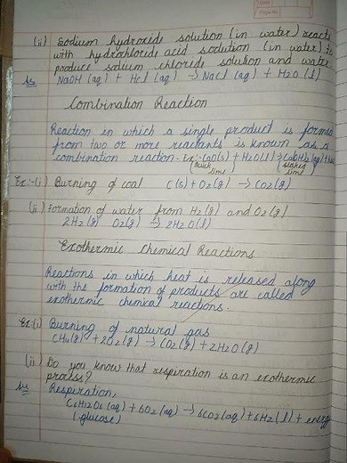 Science Class 10 Ch-1 Chemical reaction and equations ncert intext questions answers and definitions