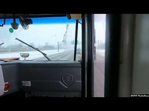 Interstate Ride in A Snow Storm (2010 IC CE School Bus W/ MaxxForce DT)
