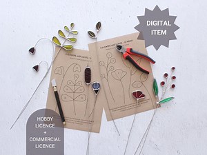 8 FLOWER and LEAF PATTERNS / Floral Bouquet / Diy Tutorial for Tiffany Stained Glass / Cutting Template for Glass / Pdf and Png - Etsy