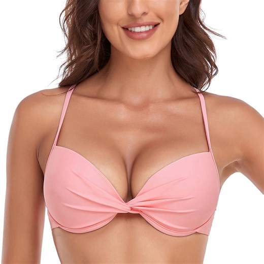 RELLECIGA Women's Push Up Bikini Top Twist Front Underwire Bathing Suit - Walmart.com