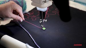 Why stop at using your long arm for quilting with standard thread weights? Couching is a fantastic way to add dimension and texture to your quilts! Discover the wonder of couching on your Quilt Maker Pro with #Janome Educator Kelley McKenzie as she guides you through how to attach a couching foot to your machine and which foot to use depending on the type of yarn you choose for quilting. To learn more, visit: https://www.janome.com/products/machines/quilt-maker-pro/ | Janome Sewing Machines