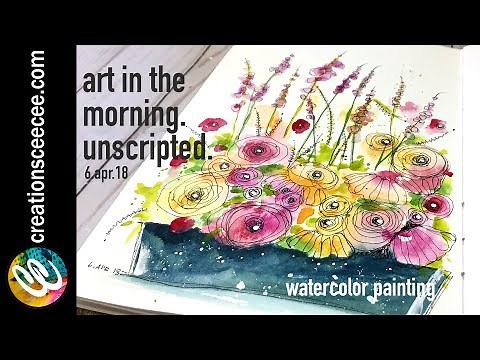 how to watercolor and doodle an easy floral arrangement