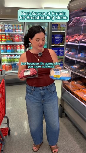 Amber | The Latch Link on Instagram: "Best source of protein for breastfeeding moms? Animal protein: beef, chicken, pork, whatever you actually like. Skip the chicken breast. Go for the fatty cuts like ribeye or chicken thighs with the skin on because you get protein AND fat at the same time.Your body needs both to make milk and this is the easiest way to get it. ➡️ Follow @thelatchlinkwithamber for more breastfeeding tips from an IBCLC (lactation consultant) #postpartumnutrition #breastfeedingm