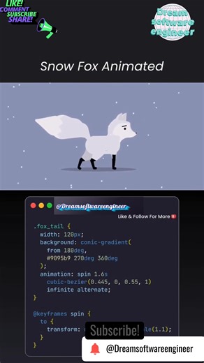 SNOW FOX ANIMATION #coding #programmer #fullstackwebdeveloper #python #shortsfeed #tiktok #shorts