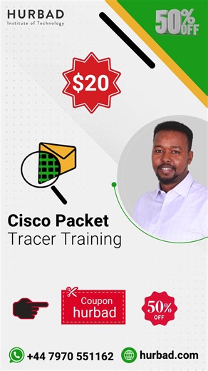 Cisco Packet Tracer waa software aad kubaranayso sida loo dhiso Network Simulation iyo Visualization ku salaysan qalabka Cisco, Cisco virtual labs waxay kuu fududaynaysaa barashada Cisco Devices configuration sida, Router, Switch, Wireless controller iyo IoT, adiga oon haysan hardware kaas 🔗 Hadda Dalbo: https://hurbad.com/courses/cisco-packet-tracer-training/ 📞 WhatsApp: https://wa.me/447970551162. Mahadsanid, Libaax/Libaaxad 🦁🔥 | Hurbad Institute of Technology